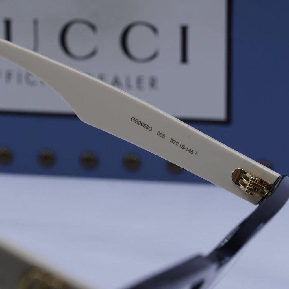 Gucci GG0958O 005 Square Eyeglasses - Black/White 52mm - Picture 7 of 11